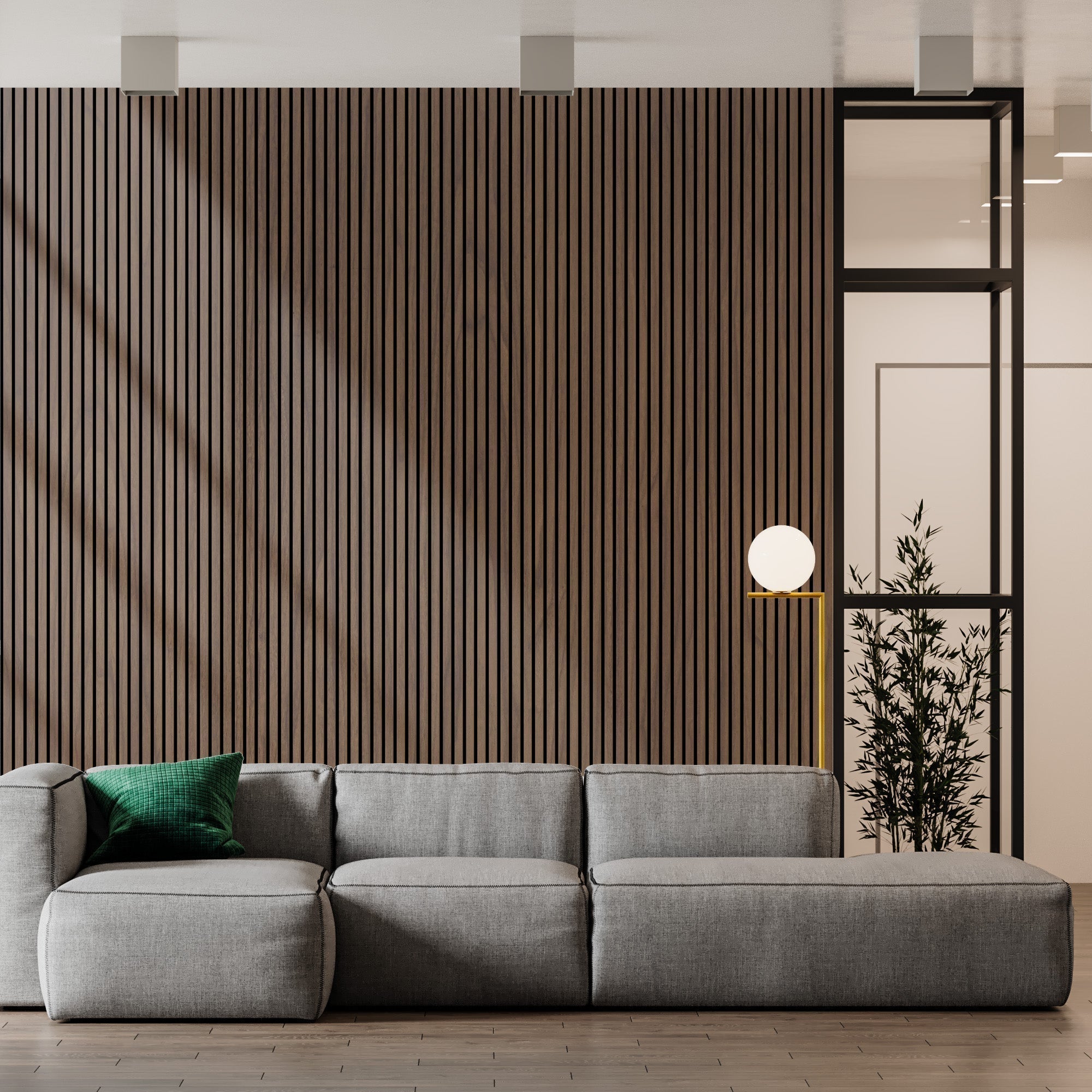 118" Tall ULTRALIGHT Flexible Lightweight Walnut Acoustic Wood Slat Wall Panels with Black Felt Backing