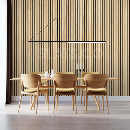 118" Tall ULTRALIGHT Flexible Lightweight White Oak Acoustic Wood Slat Wall Panels with Black Felt Backing