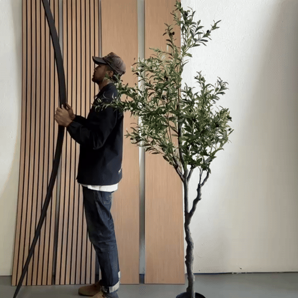 118" Tall ULTRALIGHT Flexible Lightweight White Oak Acoustic Wood Slat Wall Panels with Black Felt Backing