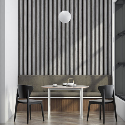 ULTRALIGHT Flexible Lightweight Grey Oak Acoustic Wood Slat Wall Panels with Black Felt Backing