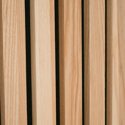 White Ash 100% Solid Acoustic Wood Slat Wall Panels with Black Felt Backing