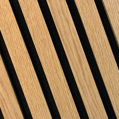White Oak Acoustic Wood Slat Wall Tiles with Black Felt Backing